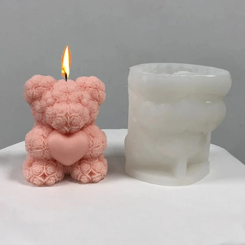 Soap Making At Home - 3D Bear Hug Love Silicone Candle